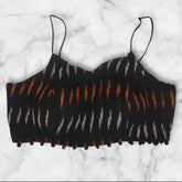 alterable padded noodle straps ikkat blouse