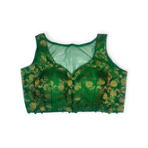 green colour sleeves less banarasi