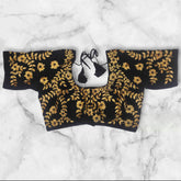 Black Velvet Golden Embroidery Stone Work Blouse
