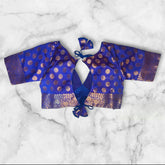 v cut padded banarasi blouse back design