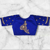 golden zari work boatneck machine embroidery blouse