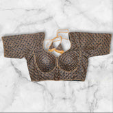 Cotton Silk Chain Stitch Sabyasachi Cut Blouse Grey Colour