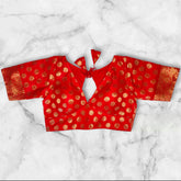 alterable red padded banarasi blouse modern design
