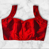 maroon colour padded sleeveless blouse