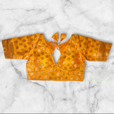 yellow padded banarasi blouse