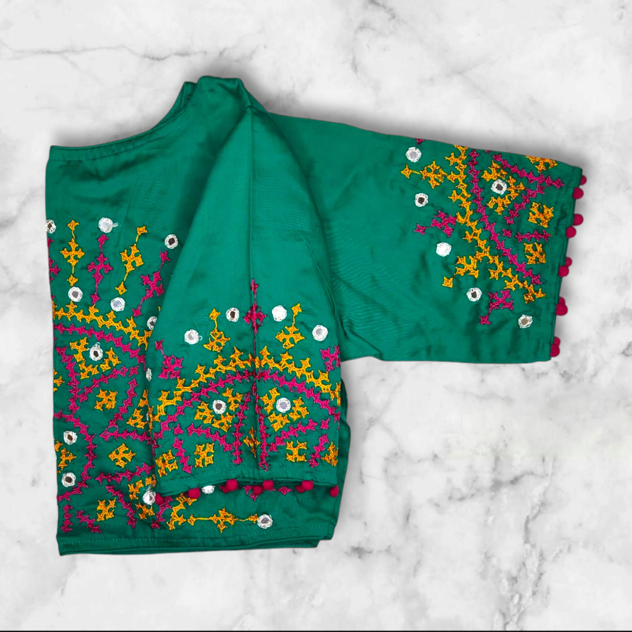 gujarati  work boat neck blouse hand design