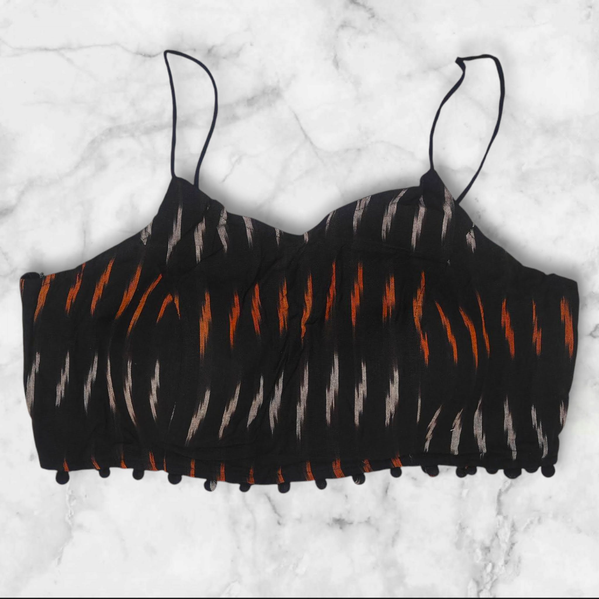 alterable padded noodle straps ikkat blouse  