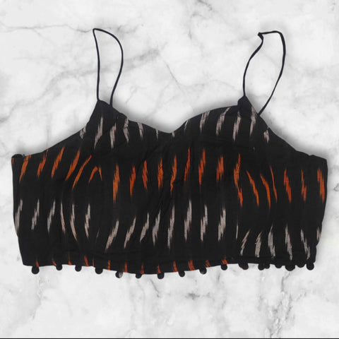 alterable padded noodle straps ikkat blouse  
