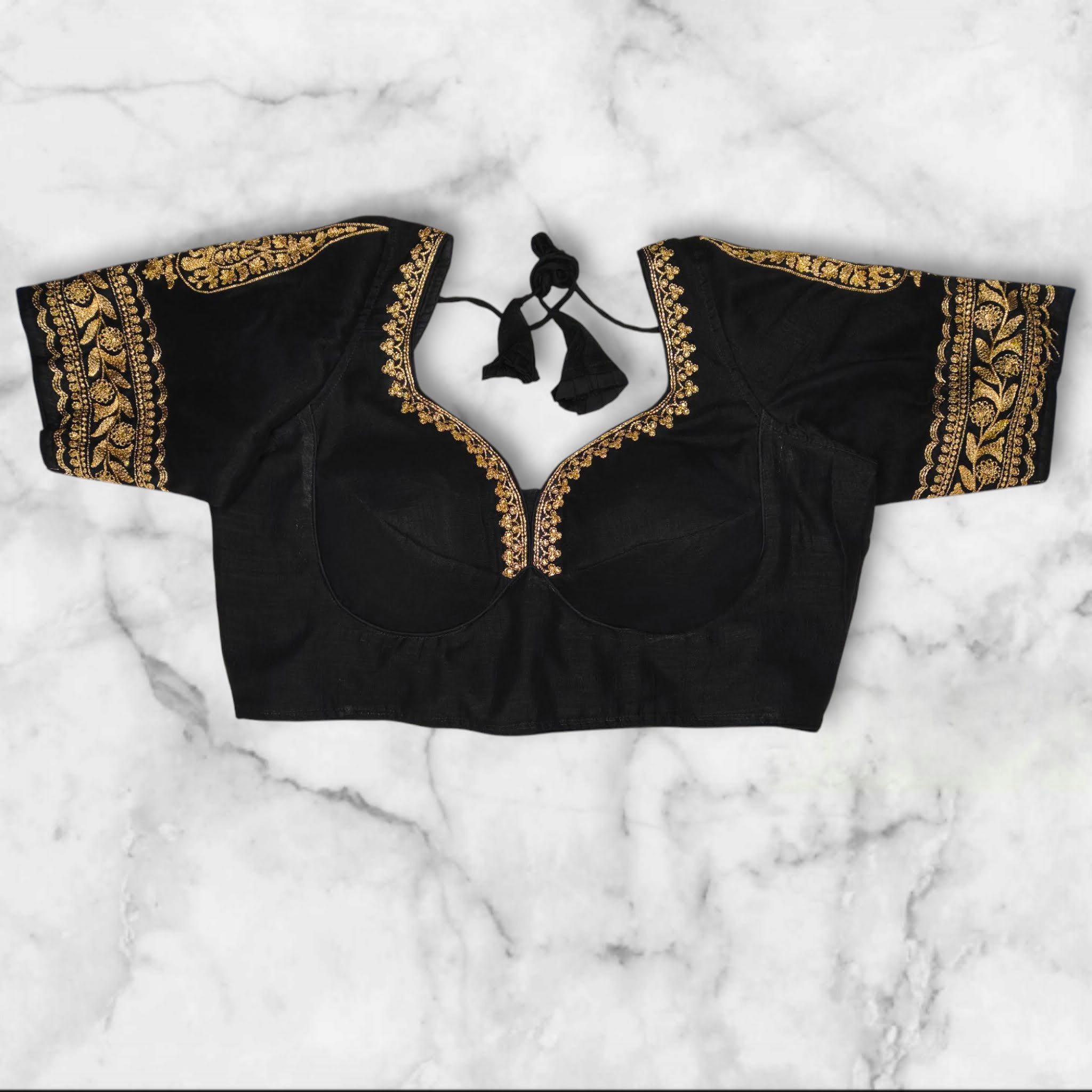 alterable black bichira silk blouse