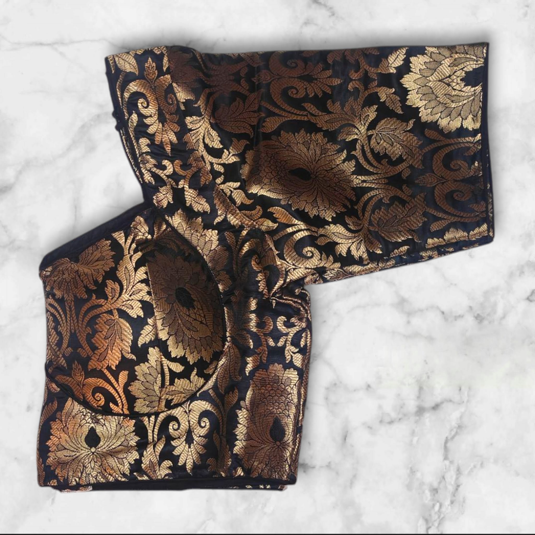 black colour sabyachi cut katan benarasi blouse