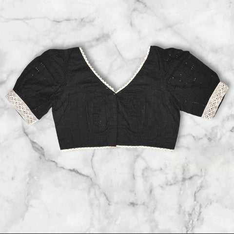princess cut  black haoba blouse