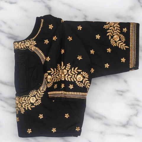 blouse hand black zari design 