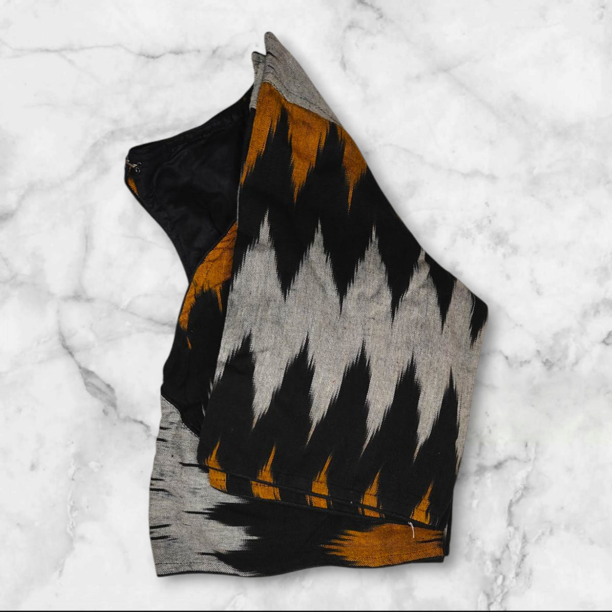 black ikkat blouse hand design 