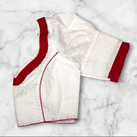 white hakoba blouse hand designs 
