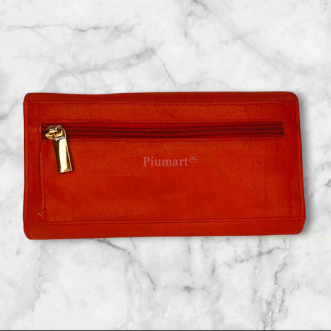 Red Pure Leather Hand Purse
