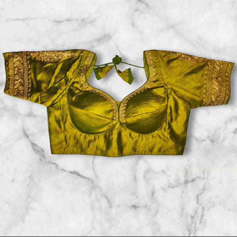 light green colour bichitra silk padded blouse 