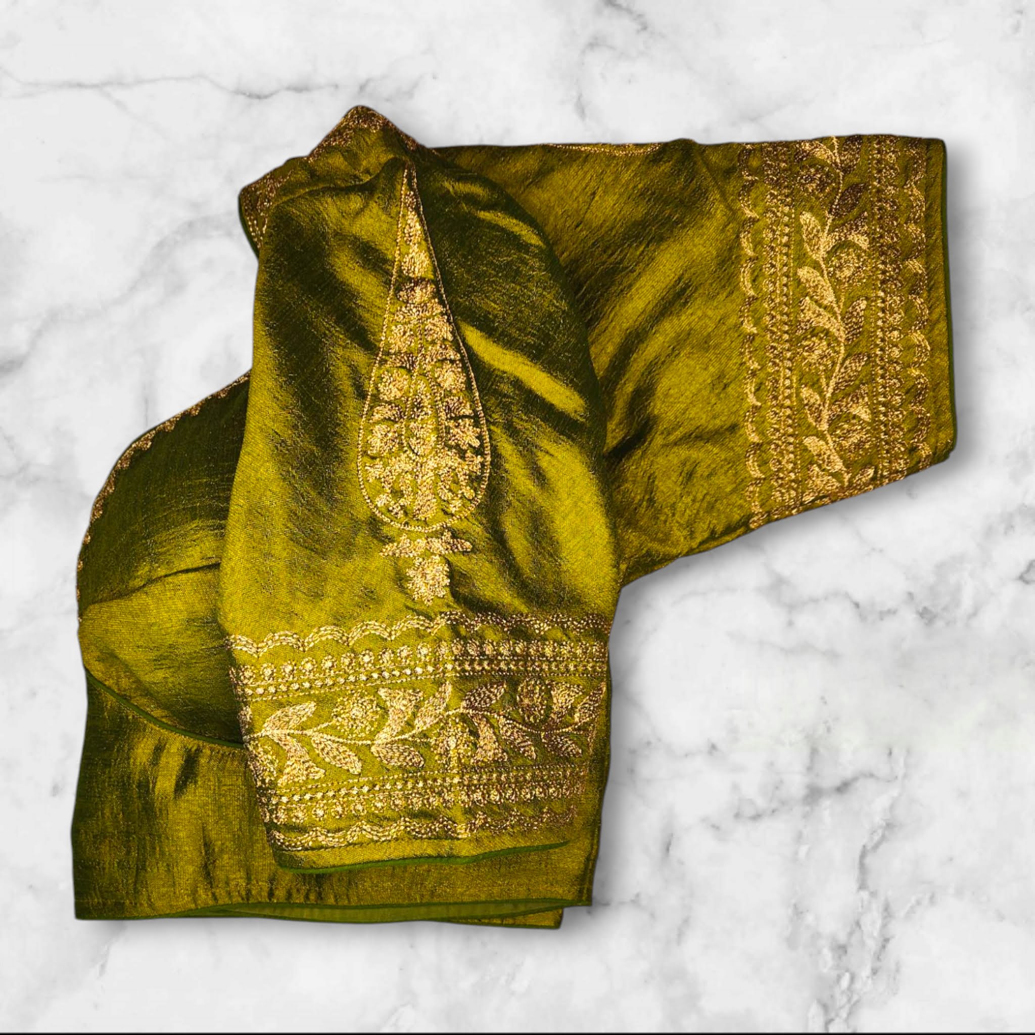light green colour blouse hand design