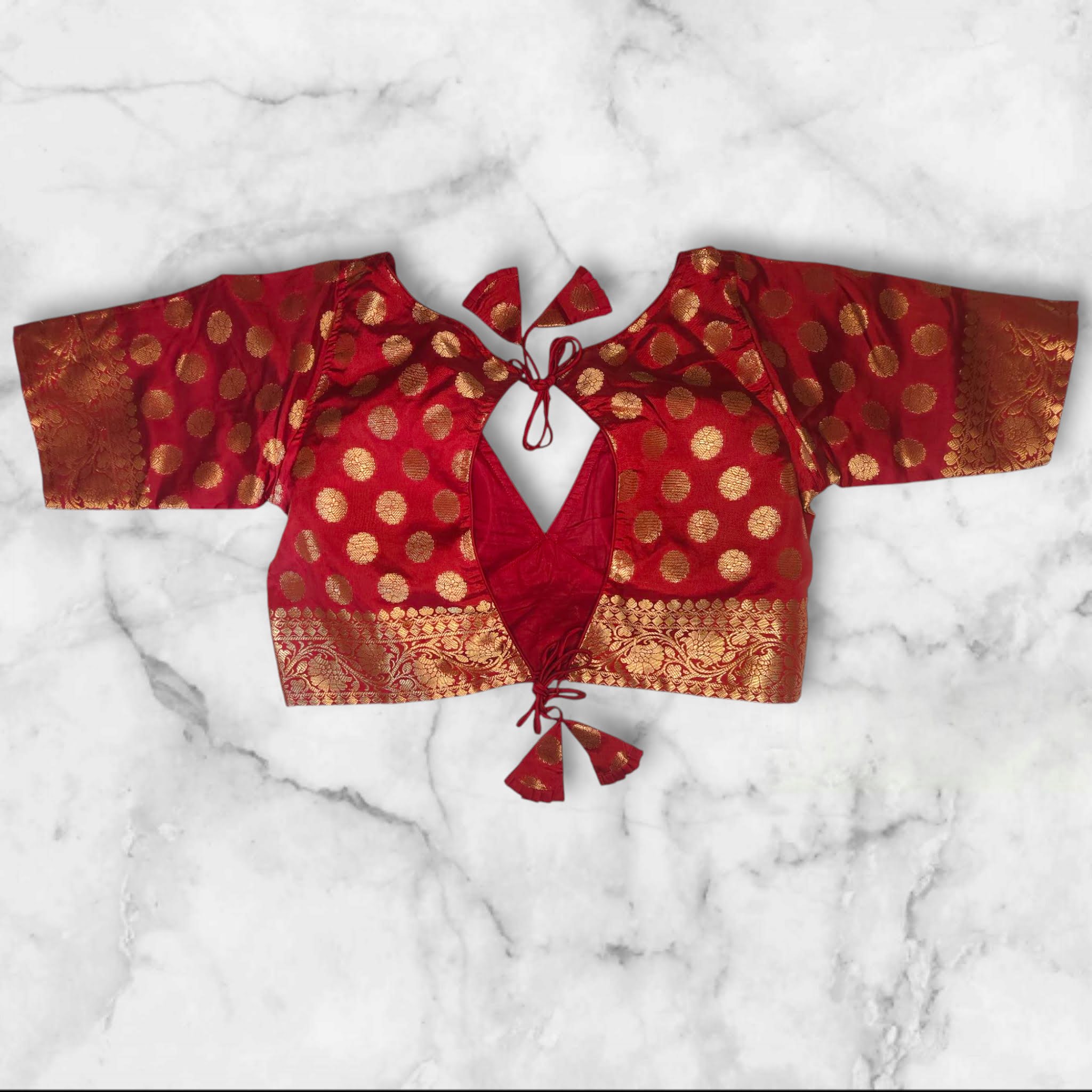maroon colour banarasi blouse design photo