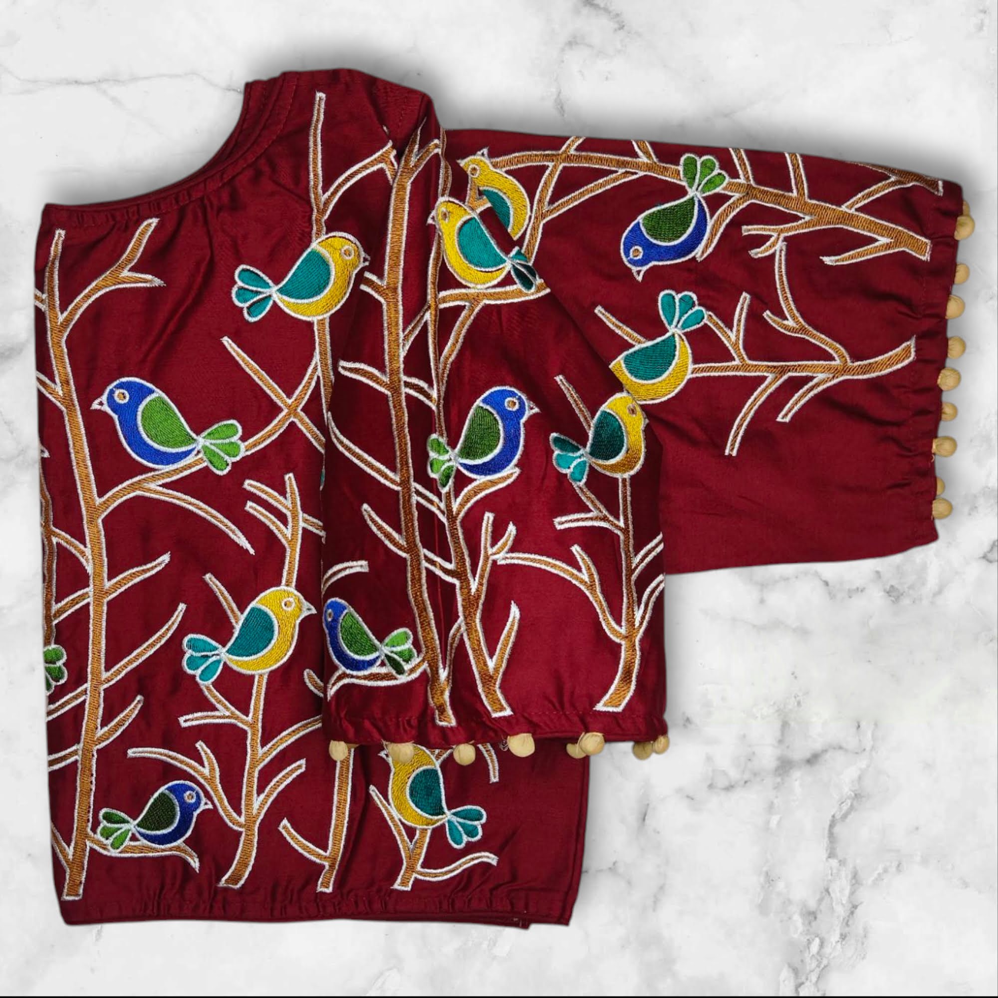 boat neck readymade blouse hand embroidery design
