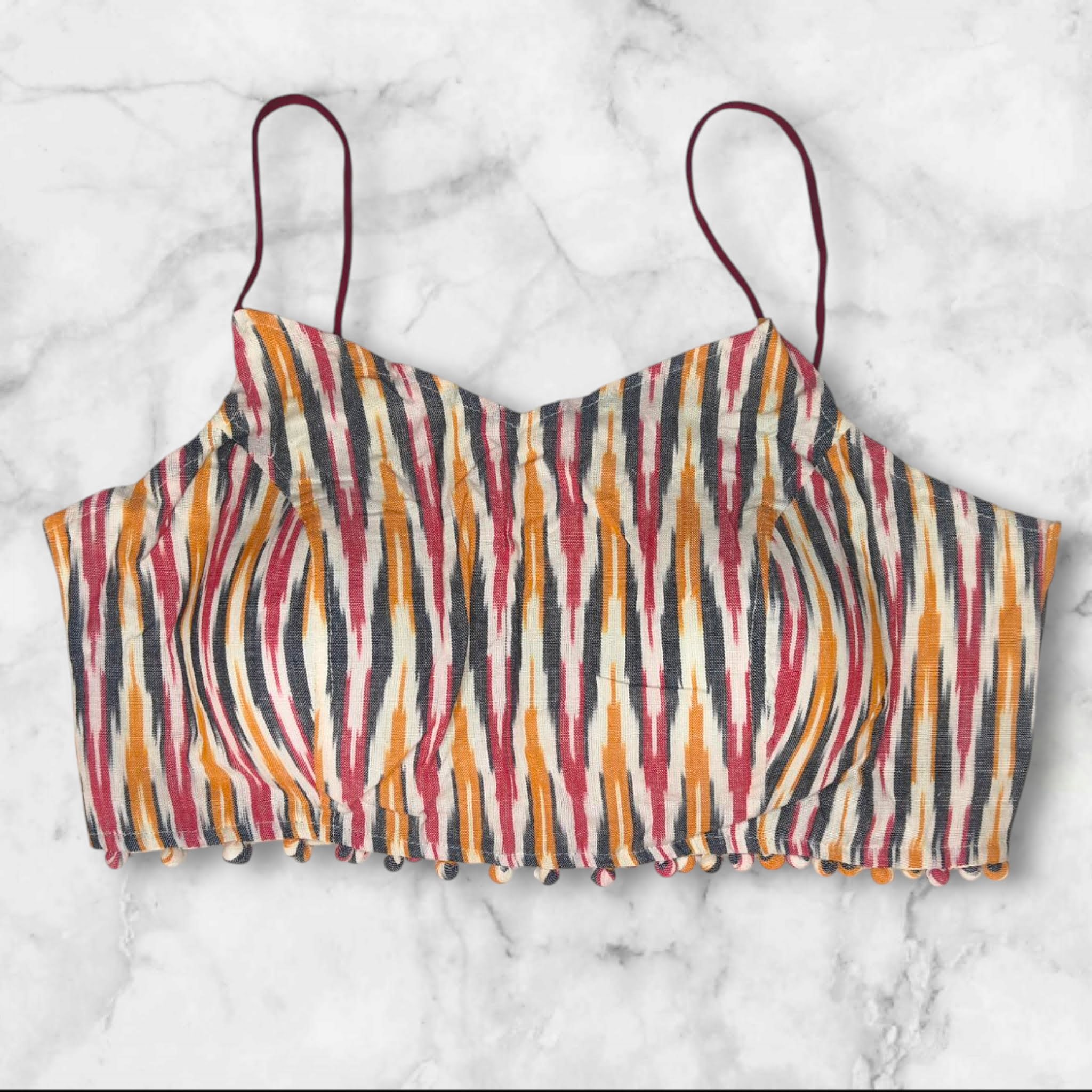 multicolour ikkat padded blouse 