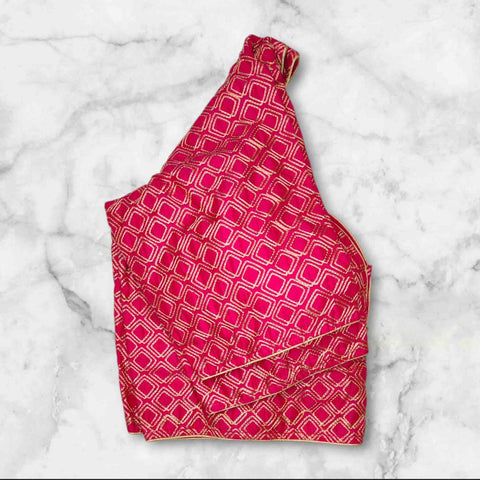 Cotton Silk Chain Stitch Sabyasachi Cut Blouse Pink