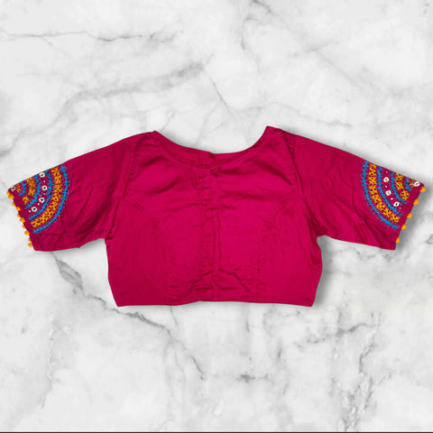 boat neck blouse with potli buttons