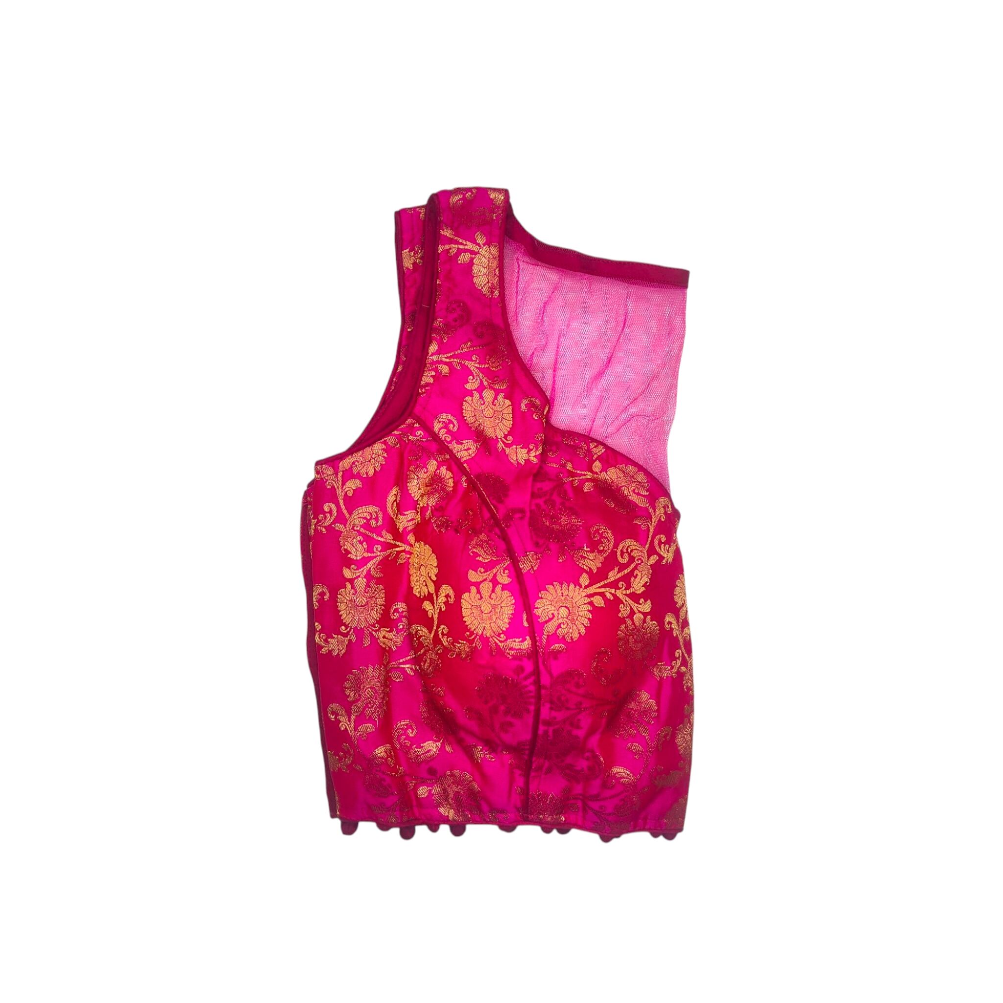 princess cut padded sleeveless banarasi blouse