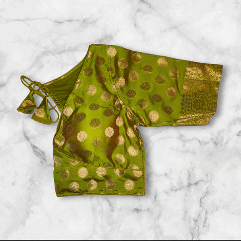 padded pista green simple banarasi blouse designs