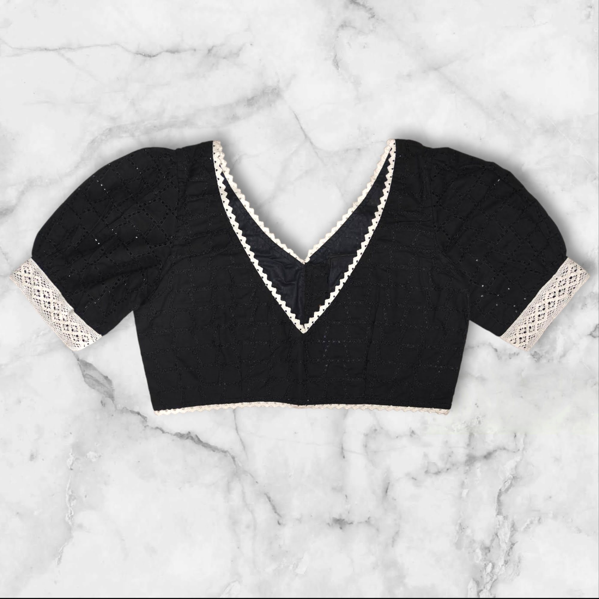 princes cut hakoba lace work blouse