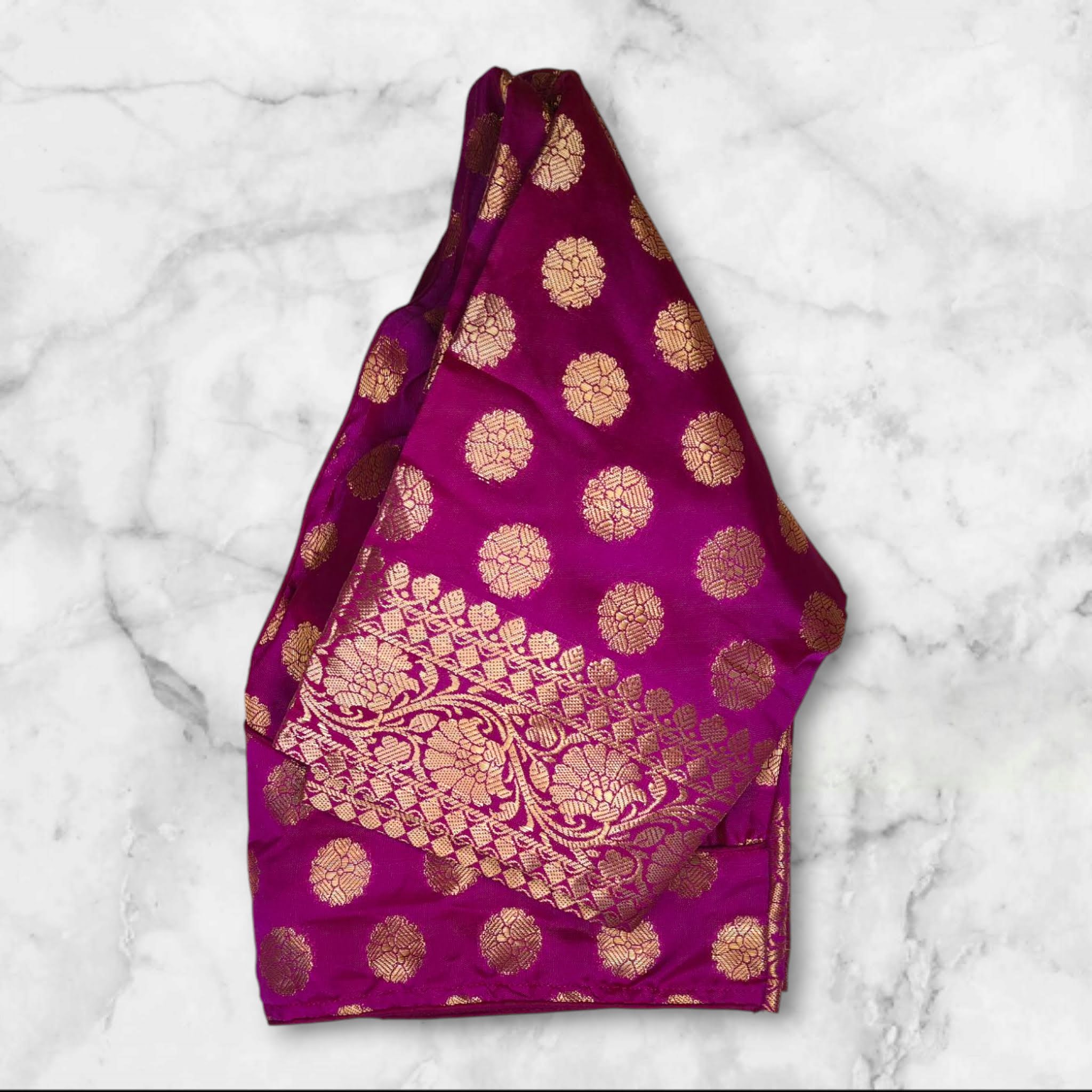 purple color banarasi with golden booti