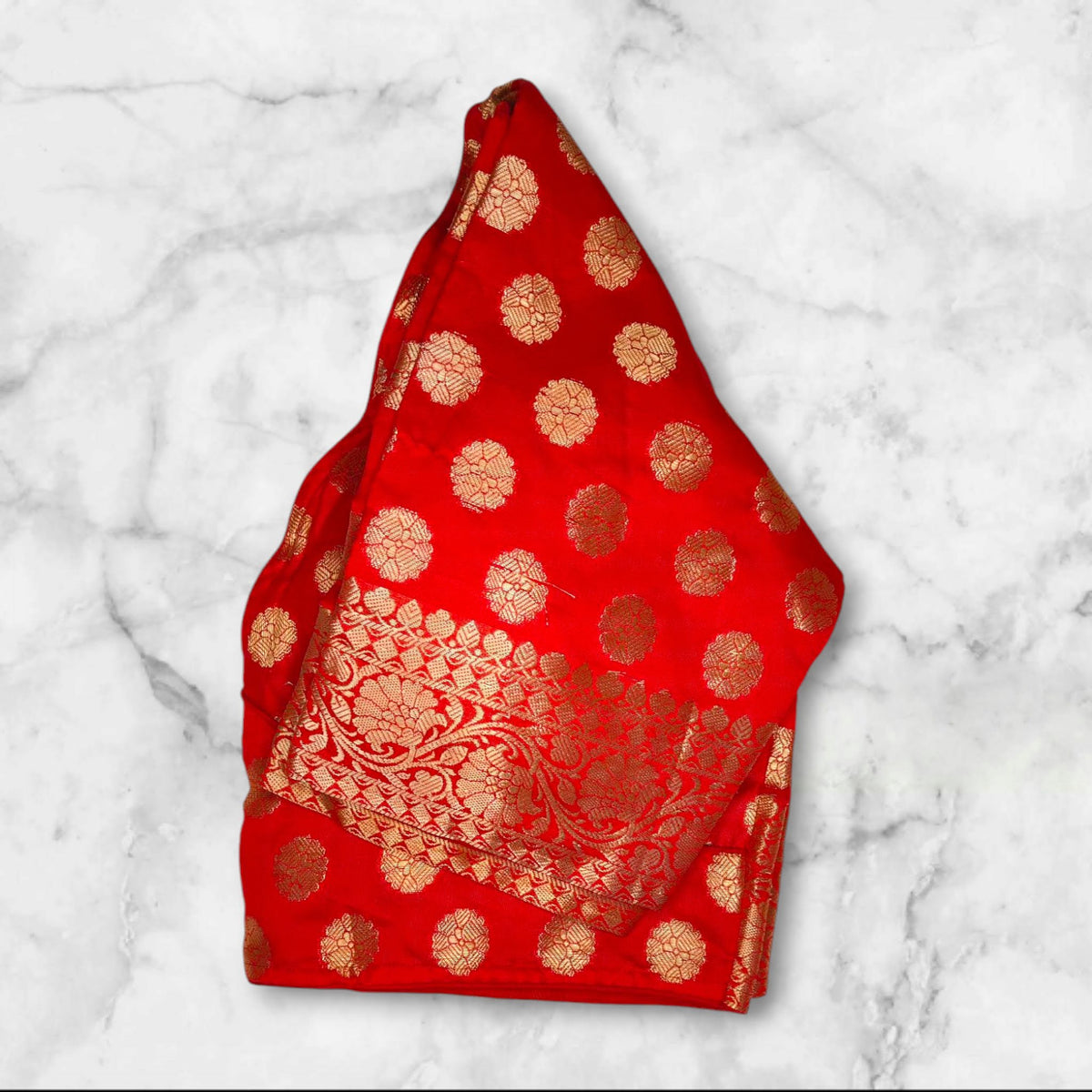 red color golden booti padded benarasi blouse