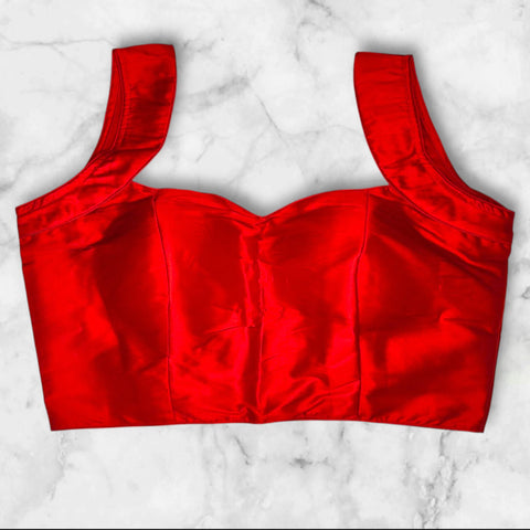 silk blouse sleeveless red colour