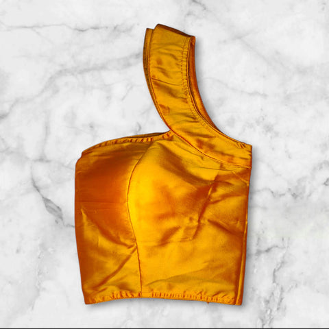 padded sleeveless silk blouse yellow color 