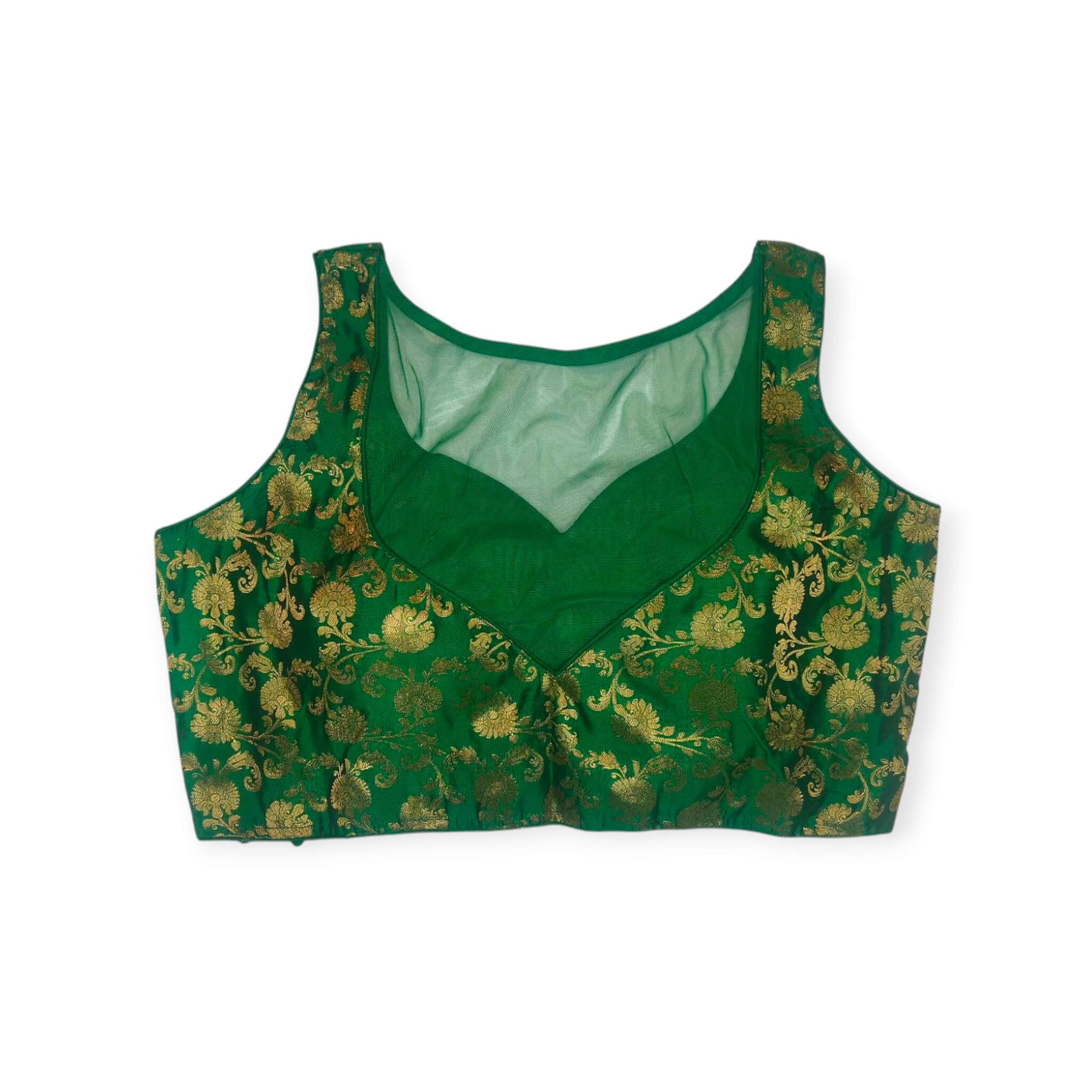 banarasi blouse back design with net work