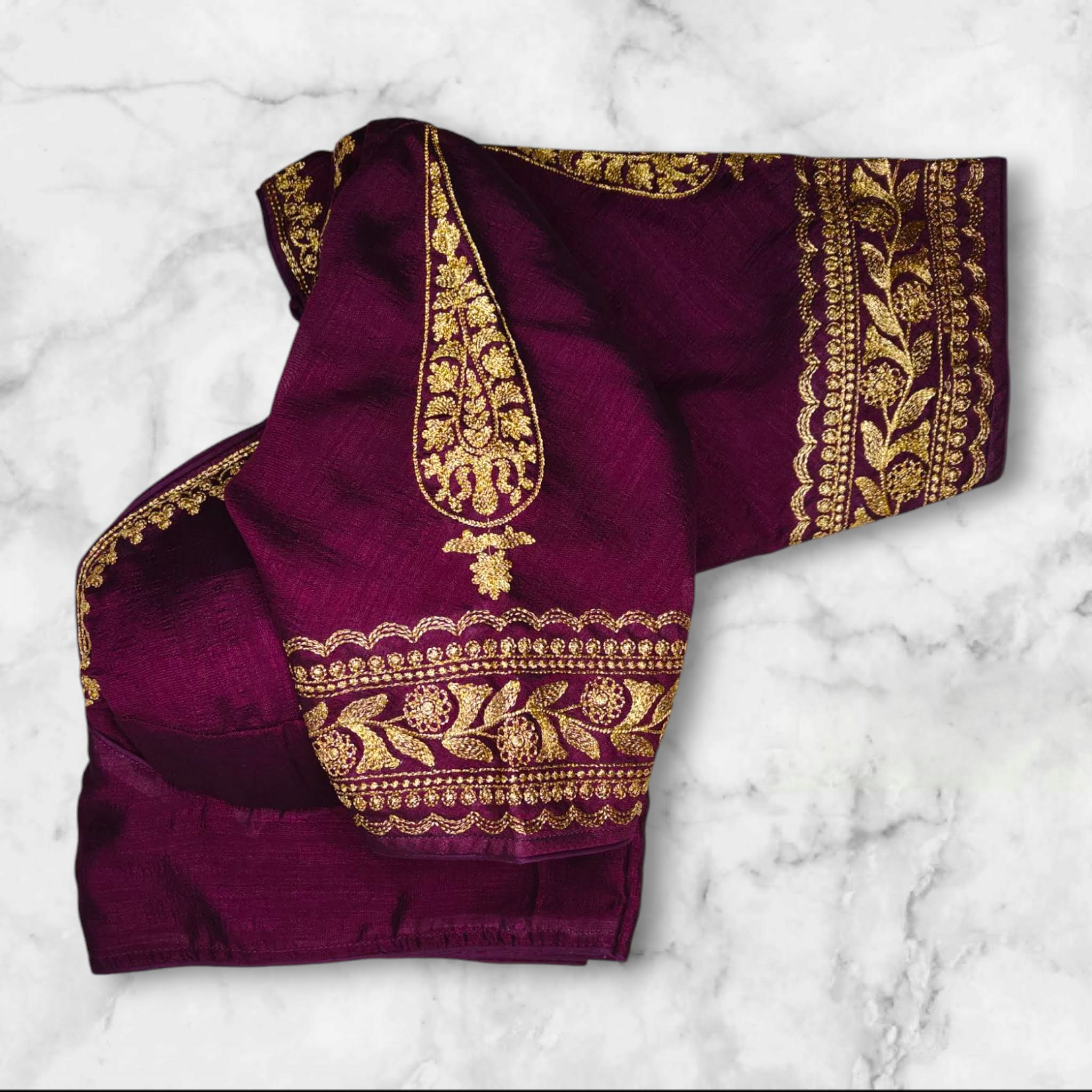 wine color blouse hand design