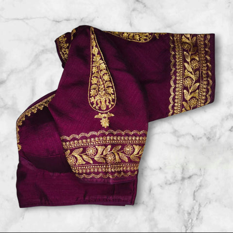 wine color blouse hand design